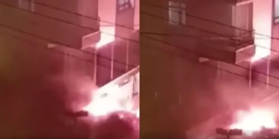 Başkentte Alev Topuna Dönen Otomobili Vatandaşlar Taşıma Suyla Söndürmeye Çalıştı